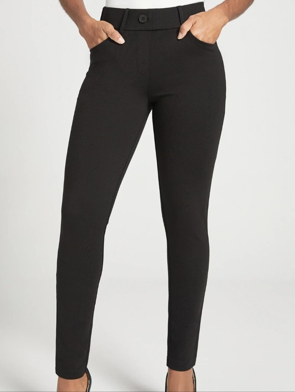 Betabrand Dress Pant Yoga Pant Black Slim Ponte Ankle 7 Pocket Size Medium